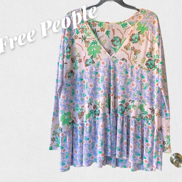 Free People Tops - Free People Tiered Boho Floral Tunic Blouse